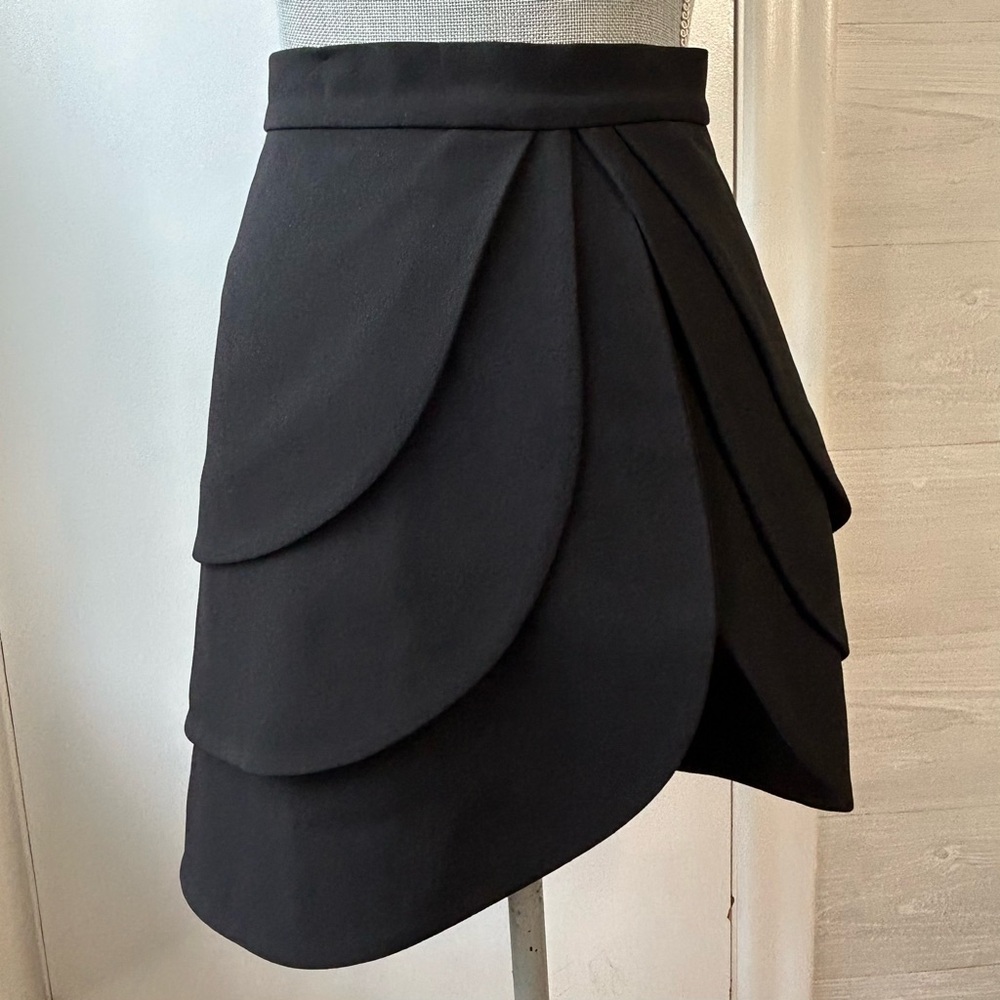 Brandon Maxwell Cady Crepe Tri Layer Mini Skirt